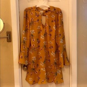 Mustard yellow floral keyhole dress (never worn)